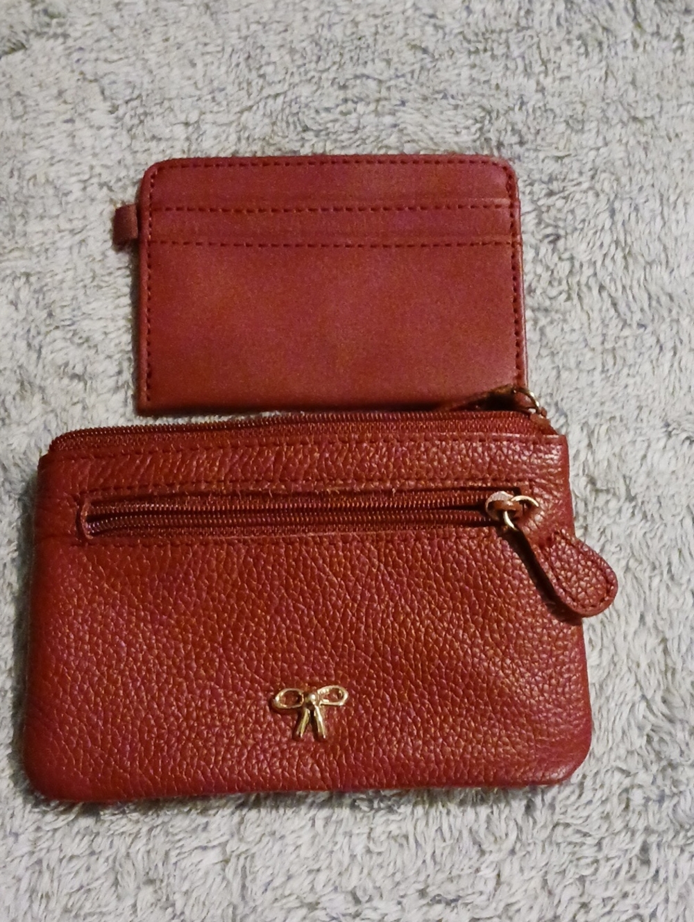 Leather Zip Pouch With Card Holder Insert